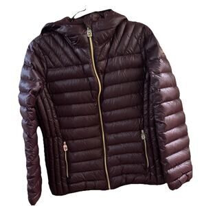 Michael Kors Women’s Packable Down Jacket Sz Lg Burgandy Winter Snow Outdoors